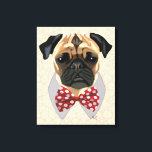Pug with Red and White Spotty Bow Tie Canvas Print<br><div class="desc">Pets</div>