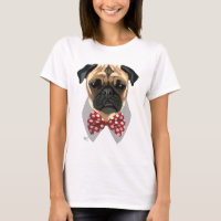 Pug with Red Spotted Bow Tie