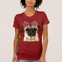 Pug with Red Spotty Bow On Head 2
