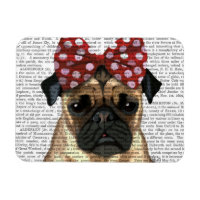 Pug with Red Spotty Bow On Head