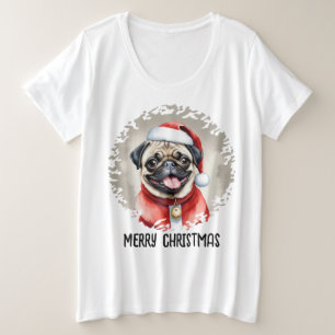 Pug With Santa Claus Outfit - Christmas 1 Plus Size T-Shirt