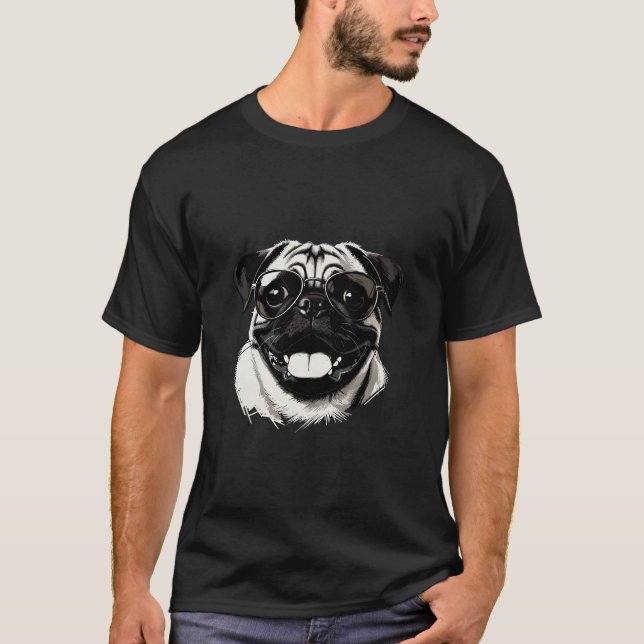Pug with shades T-Shirt (Front)