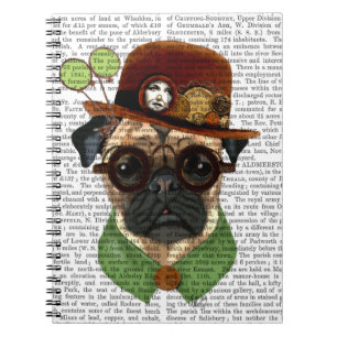 Pug with Steampunk Bowler Hat Spiral Notebook