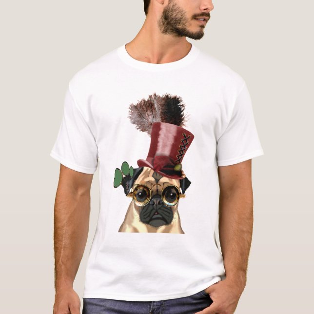 Pug with Steampunk Style Top Hat (Front)