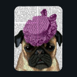 Pug with Vintage Purple Hat Magnet<br><div class="desc">Pets</div>