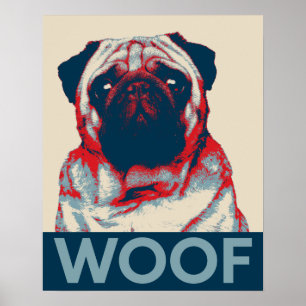 Pug Woof Retro Hope Poster