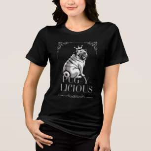 Pug-y-licious Pug Dog Mum Black  Tri-Blend Shirt