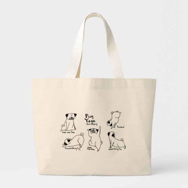Pug Yoga Large Tote Bag (Front)