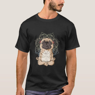Pug Yoga Mandala Funny Namaste Spiritual Meditatio T-Shirt