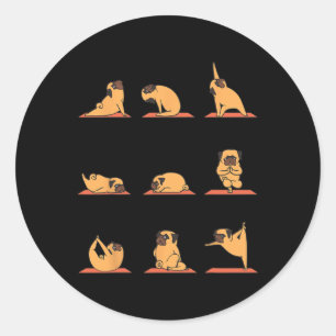 Pug Yoga Puppy Yoga Poses And Meditation Funny Classic Round Sticker
