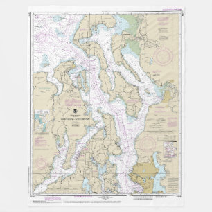 Puget Sound-Northern Part Nautical Chart 18441 Fleece Blanket