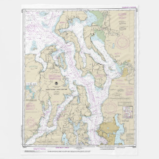 Puget Sound-Northern Part Nautical Chart 18441 Fleece Blanket