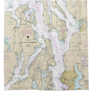 Puget Sound-Northern Part Nautical Chart 18441 Shower Curtain