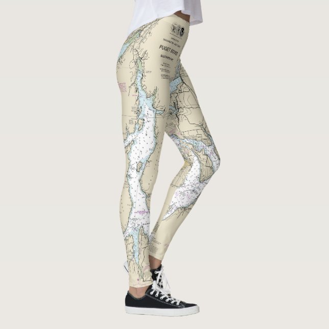 Puget Sound Southern Part Nautical Chart 18448 Leggings (Right)