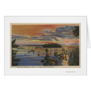 Puget Sound, WA - Yacht Club Moorings at Sunset