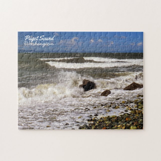 Puget Sound Washington Ocean Waves Photo Jigsaw Puzzle (Horizontal)