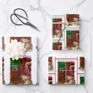 Puggle Awaiting Christmas Wrapping Paper Sheet