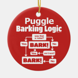 Puggle Barking Logic Ceramic Tree Decoration