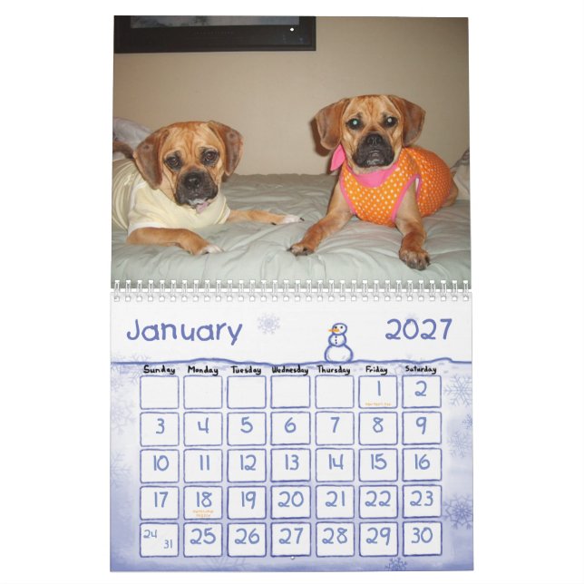 Puggle Calendar (Jan 2027)