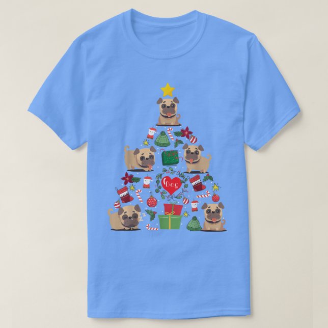 Puggle Christmas Tree Ornament Decor  T-Shirt (Design Front)