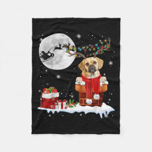 Puggle Dog Chimney Ugly Christmas Lights Xmas Paja Fleece Blanket