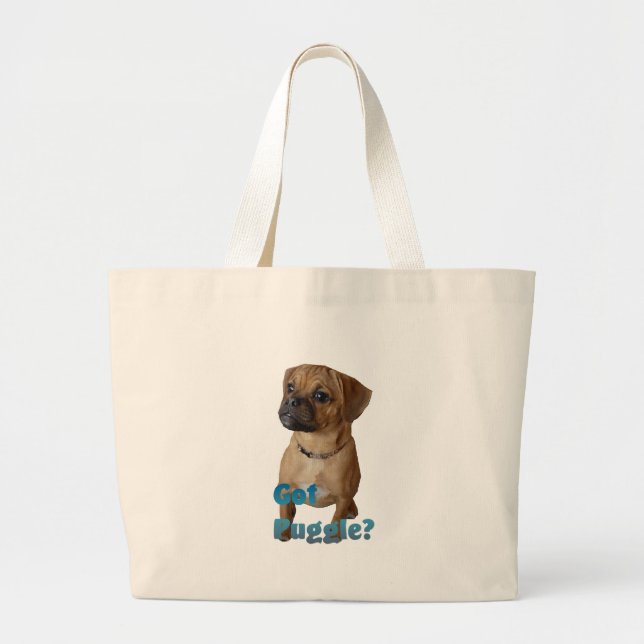 Puggle Lovers Gifts Large Tote Bag (Front)