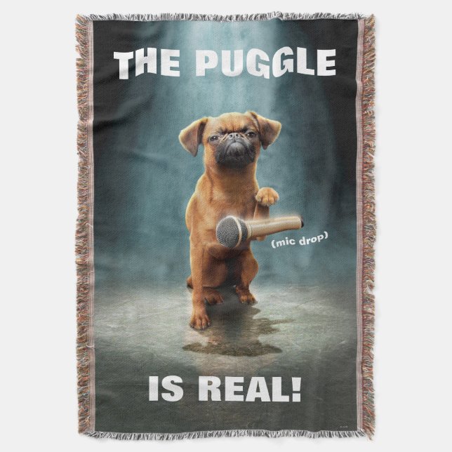 Puggle Mic Drop Throw Blanket (Front Vertical)