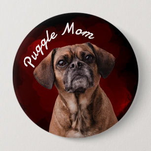 Puggle Mum with red background Button