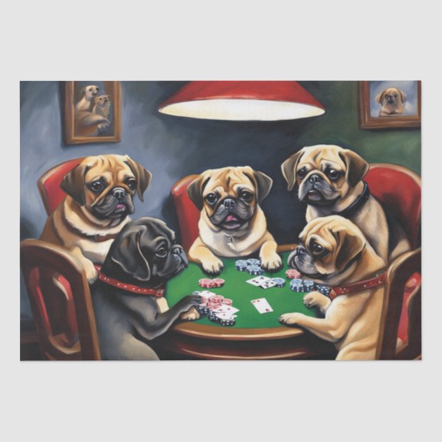 Puggle Poker Party Decoupage Paper (Front)