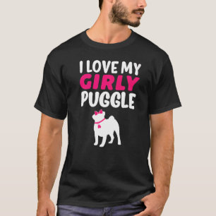 Puggle Pug Beagle Girl Dog Girly Gender Reveal Cu T-Shirt