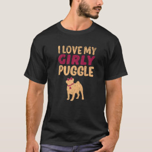 Puggle Pug Beagle Girl Dog Girly Gender Reveal Cu T-Shirt