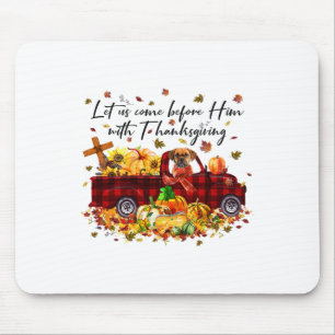 Puggle Pumpkin Vintage Truck Thanksgiving Funny Ha Mouse Pad
