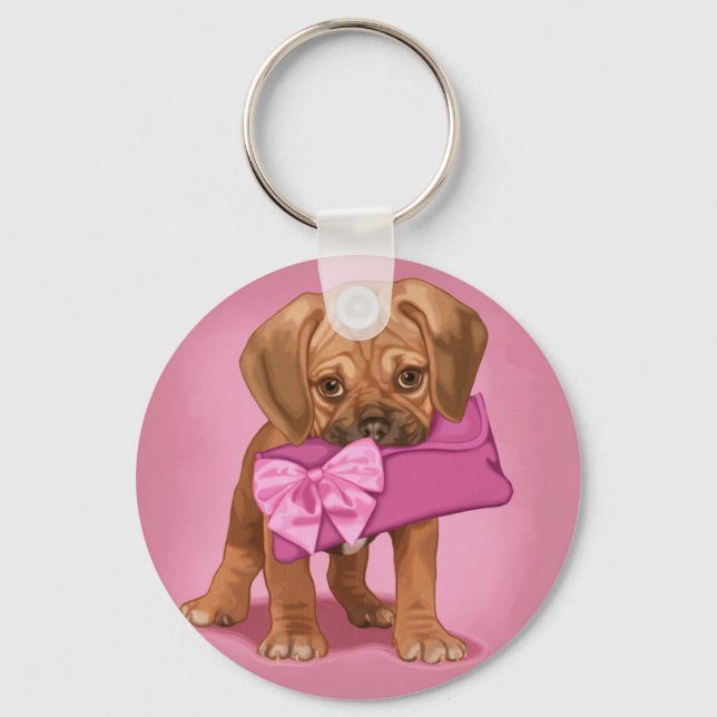 Puggle Puppy and Clutch Key Ring (Front)