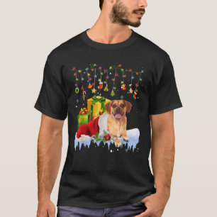 Puggle Santa Hat Christmas Lights Christmas Pajama T-Shirt