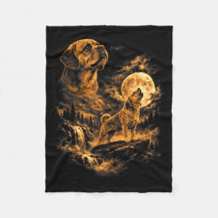 Puggles Howling Moon Dog Fantasy Forrest Fleece Blanket