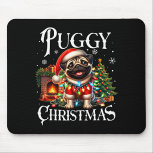 Puggy Christmas Pug Xmas Pug Santa Claus Pug Mouse Pad