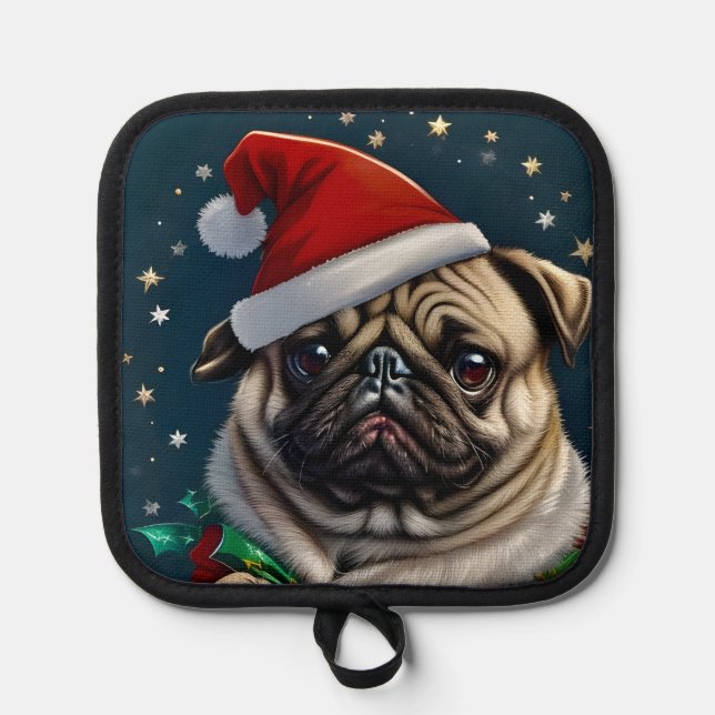 Puggy Claus Collection Pot Holder (Front)
