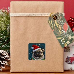 Puggy Claus Collection Square Sticker