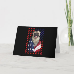 Puggy USA American Flag Card