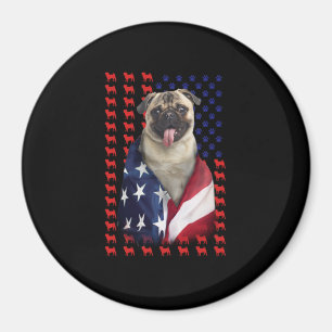Puggy USA American Flag Magnet