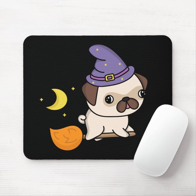 Puggy Witch Mouse Pad (With Mouse)