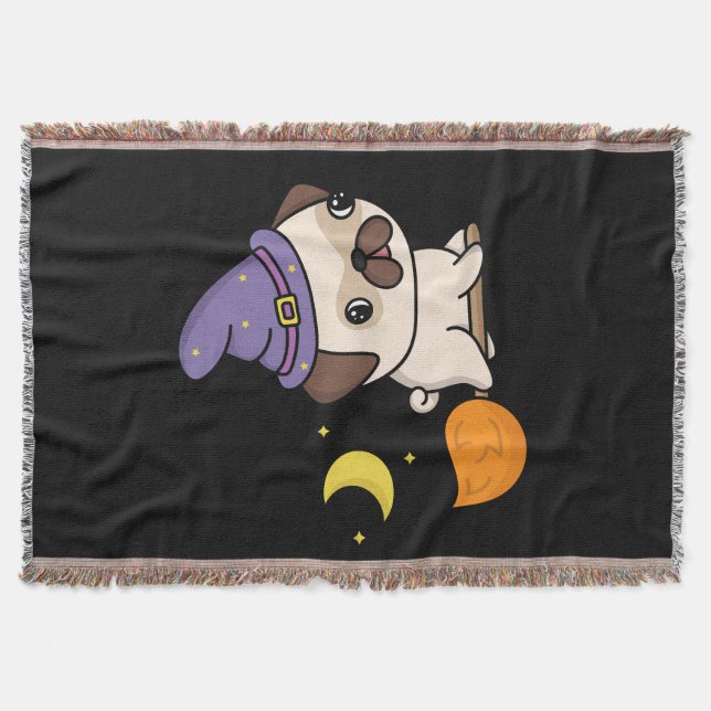 Puggy Witch Throw Blanket (Front)