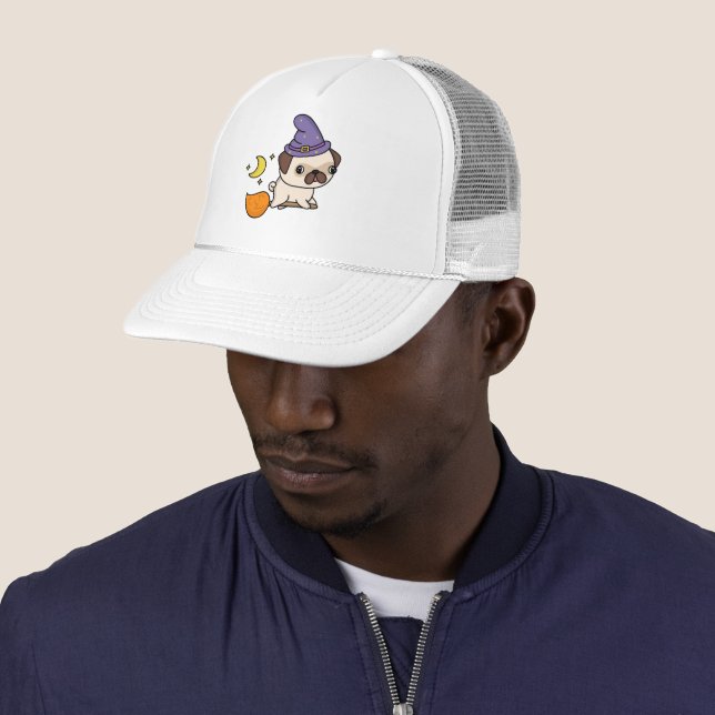 Puggy Witch Trucker Hat (In Situ)