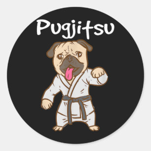 Pugjitsu Funny Dog Pug Quote Brazilian Jiu Jitsu Classic Round Sticker