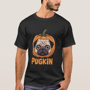 Pugkin Funny Pug in a Pumpkin Halloween Pun T-Shirt