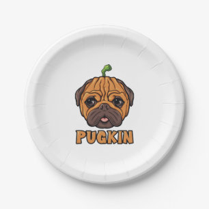 Pugkin - Halloween Pug Pumpkin Paper Plate