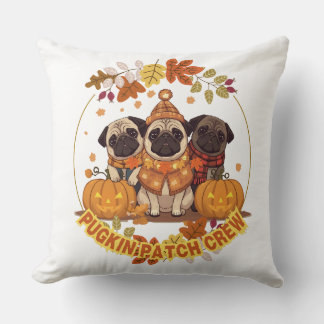 Pugkin Patch Crew | Funny Cute Halloween Pug Pumpk Cushion