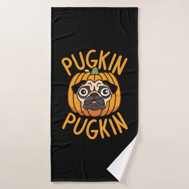 Pugkin Pug Dog Halloween Bath Towel (Bath Towel)