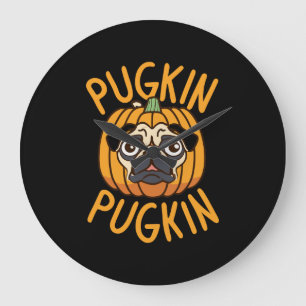 Pugkin Pug Dog Halloween Large Clock