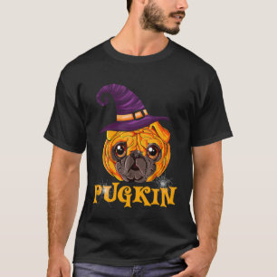 Pugkin Pug Face Pumpkin Halloween Thanksgiving Pug T-Shirt